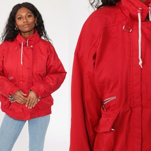 Red Windbreaker Jacket 80s Windbreaker Retro Sports Plain Plaid Lined Normcore Vintage 1980s Retro Preppy Large