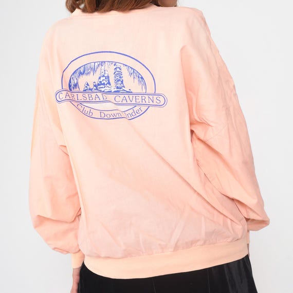 Peach Colored Sweatshirt 90s Carlsbad Caverns Oversized Pullover Cave Tourism New Mexico Souvenir Vintage 1990s Cotton Large L