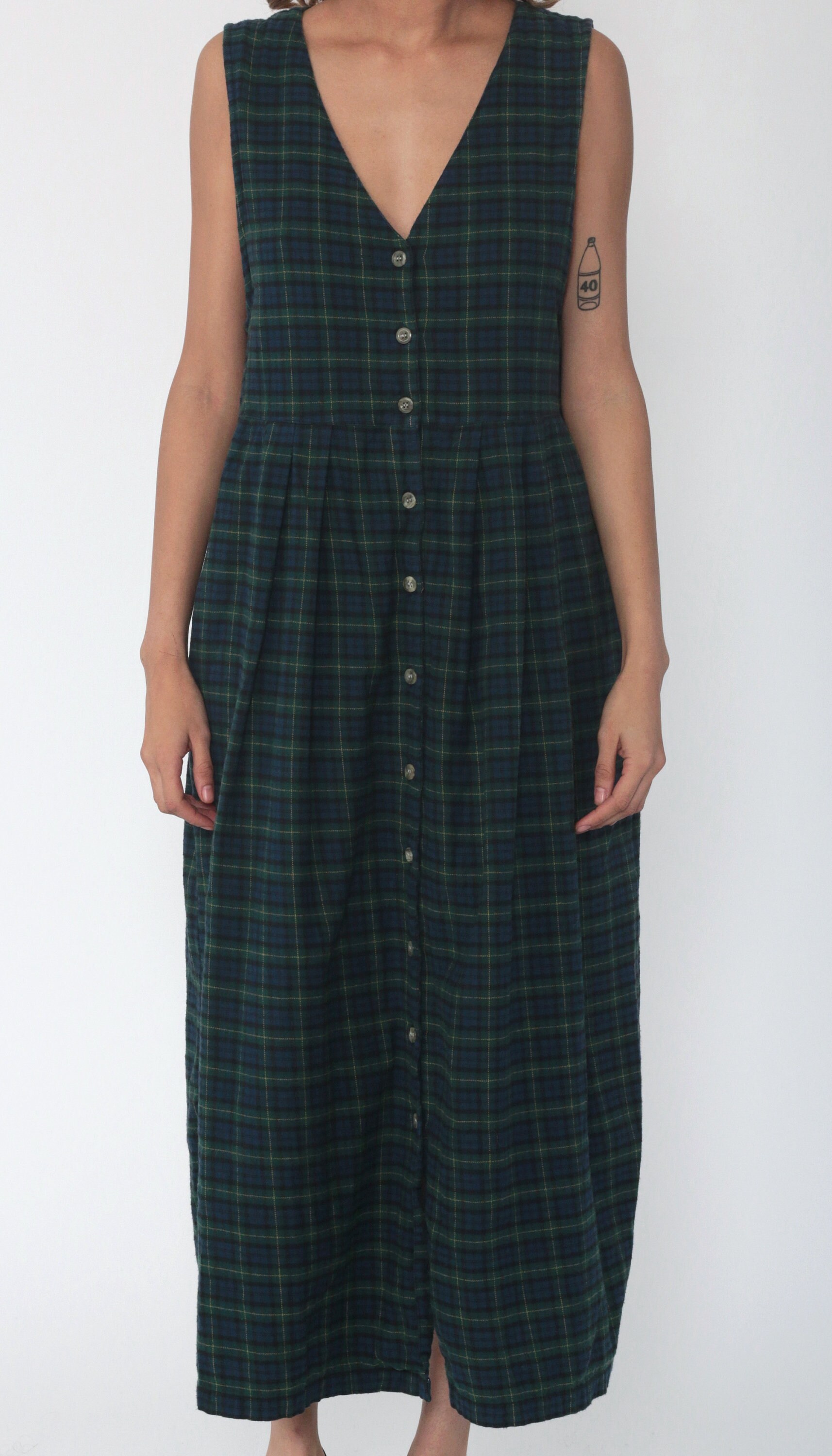 button down plaid dress