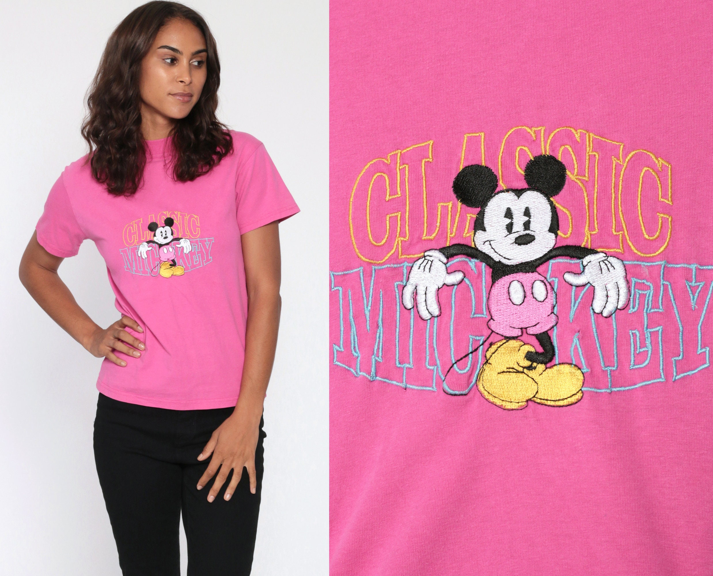Mickey Mouse T Shirt 90s Walt Disney Shirt Hot Pink Kawaii 90s Graphic ...
