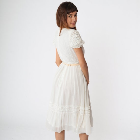 White Ruffled Dress 80s Cottagecore Party Dress P… - image 5