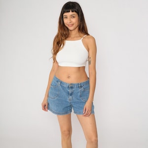Y2K Faded Glory Jean Shorts Denim Blue Patch Pocket Denim Shorts High Waisted 00s Vintage Utility Large 12