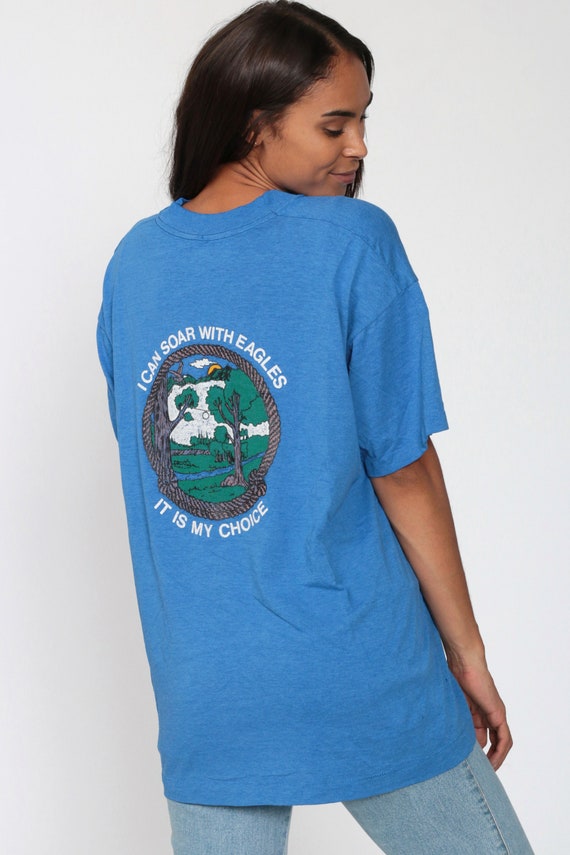 80s T Shirt IMPACT ROPE Rock Climbing Shirt Training Course Sports Retro Tee 1980s Retro TShirt Vintage Graphic Tee Blue Extra Large xl l