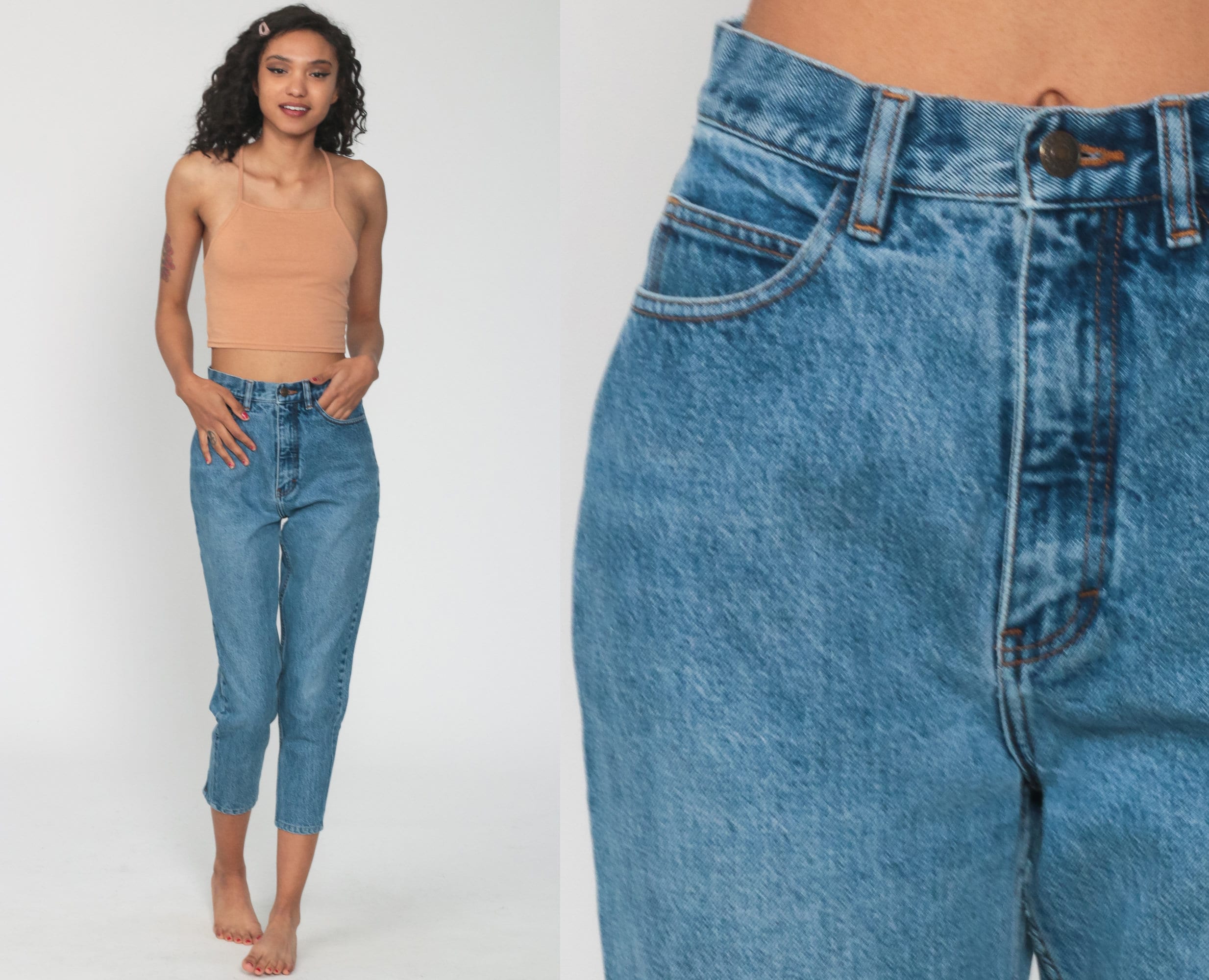 high waisted tapered leg mom jeans