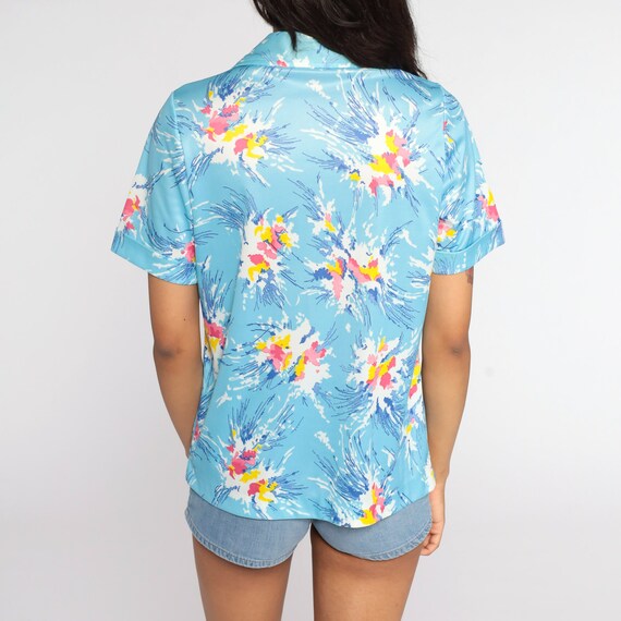 70s Shirt Abstract Floral Print Blouse Boho Top H… - image 6