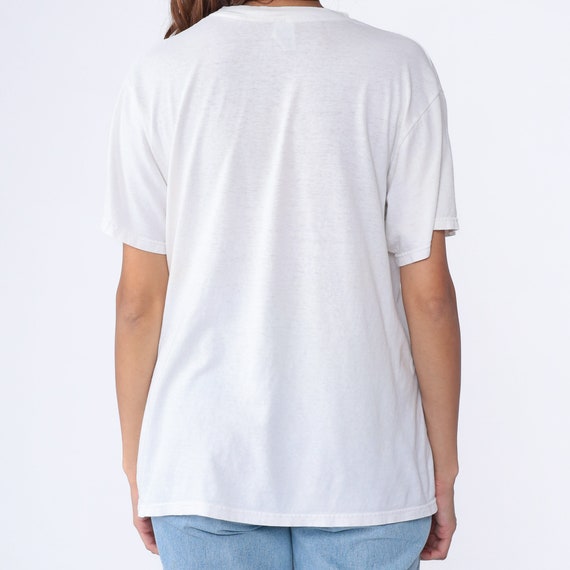 90s White T Shirt V Neck Tee Shirt Plain Tshirt P… - image 6