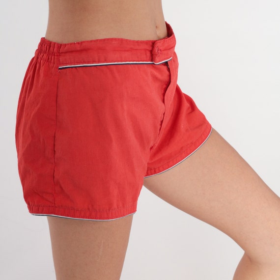 80s Swim Shorts Red Ringer Shorts Retro Swim Trunks Board Shorts Lifeguard Bottoms Elastic Waist Surfer Swimwear Surf Vintage 1980s Medium M