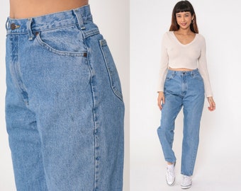 Lee Tapered Jeans 90s High Waist Mom Jeans 1990s High Waisted Denim Pants Vintage Blue Denim Retro Medium 30