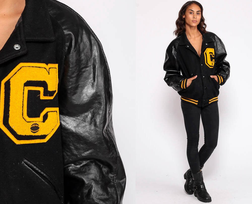 Black Letterman Jacket Baseball Jacket 