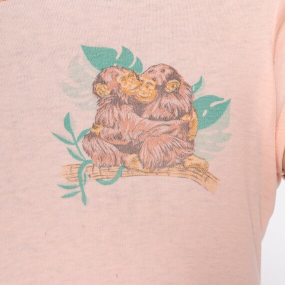 Hugging Monkeys Shirt 80s Baby Tee Cute Chimpanze… - image 6