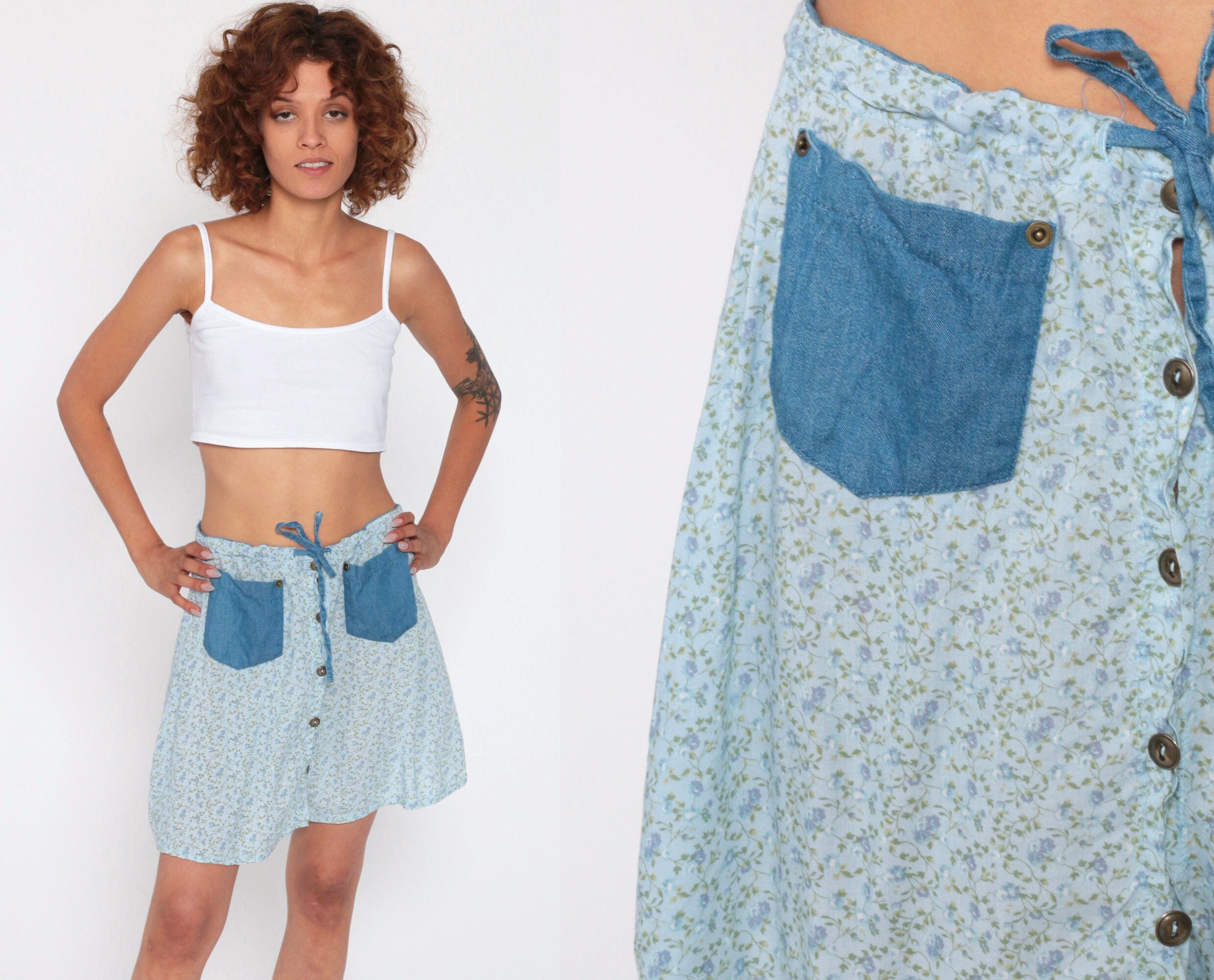 button front skirt 90s