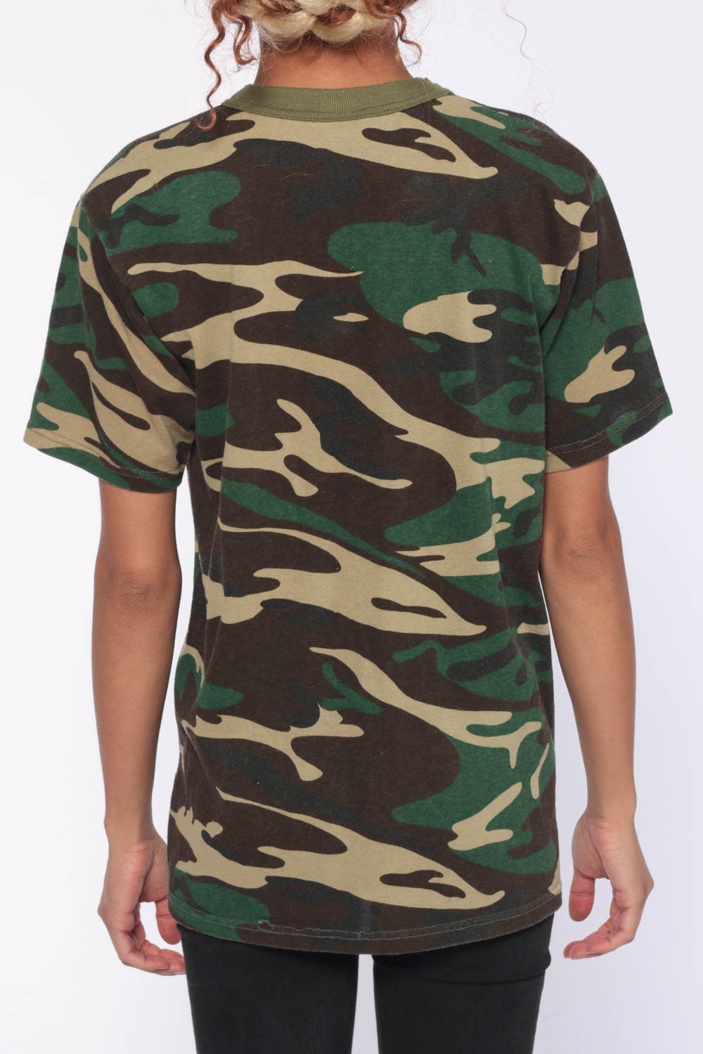 military print t shirt women