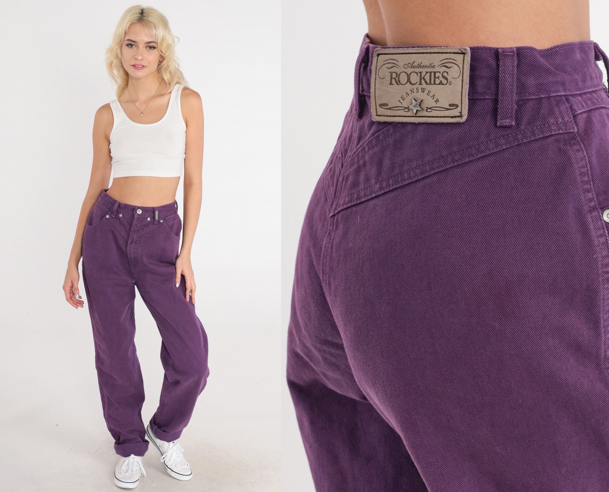 90s Western Jeans Purple Rocky Mountain Denim Rodeo High Waisted ...