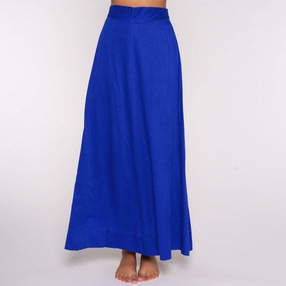 70s Maxi Skirt Purple-Blue Boho Skirt High Waisted Cotton Skirt Full Skirt Hippie Retro Vintage Bohemian Small 26