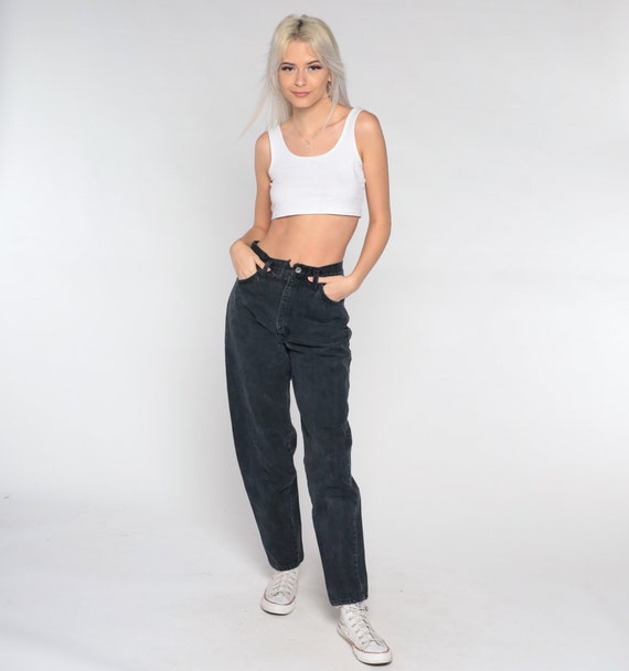 Black Straight Leg Jeans Y2K High Rise Jeans High Waisted Denim Retro Relaxed Pants Tapered Distressed Vintage 00s Anchor Blue Small 27 3