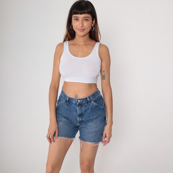 Denim Cargo Shorts 90s Wrangler Jean Shorts High Waisted Blue Mom Shorts Retro Summer Carpenter Shorts Basic Vintage 1990s Medium 30