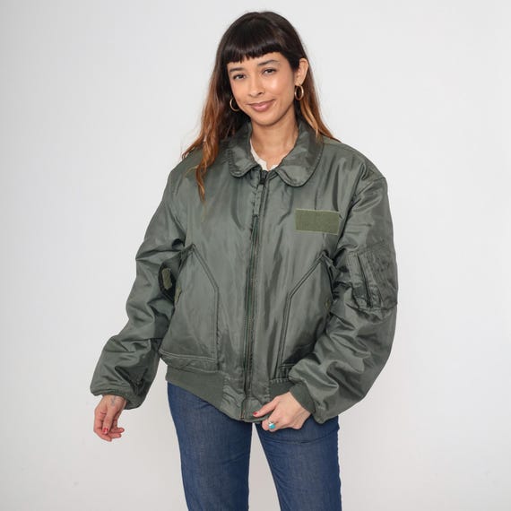 90s Military Bomber Jacket Aramid Sage Green Vintage Tactical Outerwear Flight Utility Vintage Combat Style Heavyweight Extra Large XL
