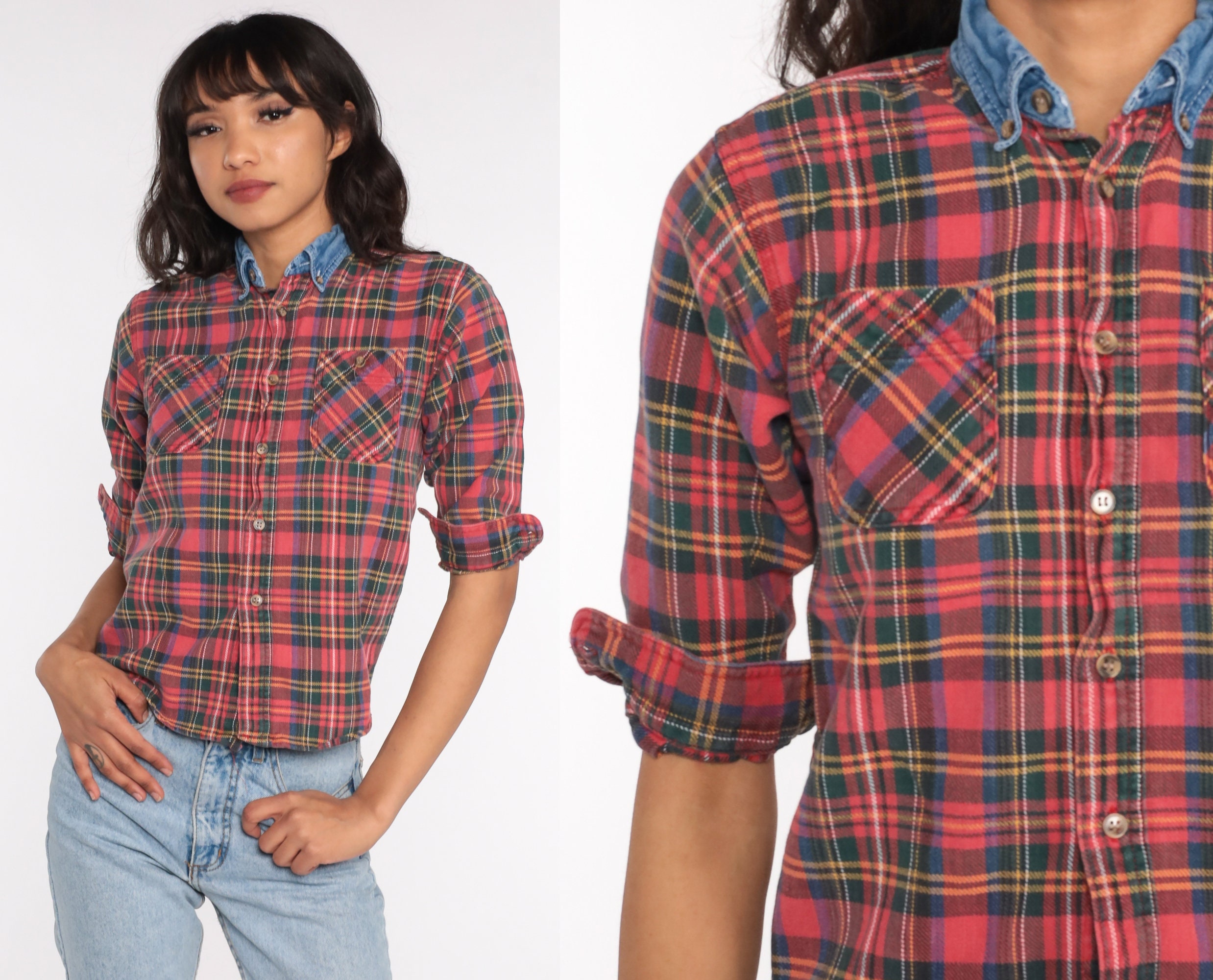 denim collar flannel