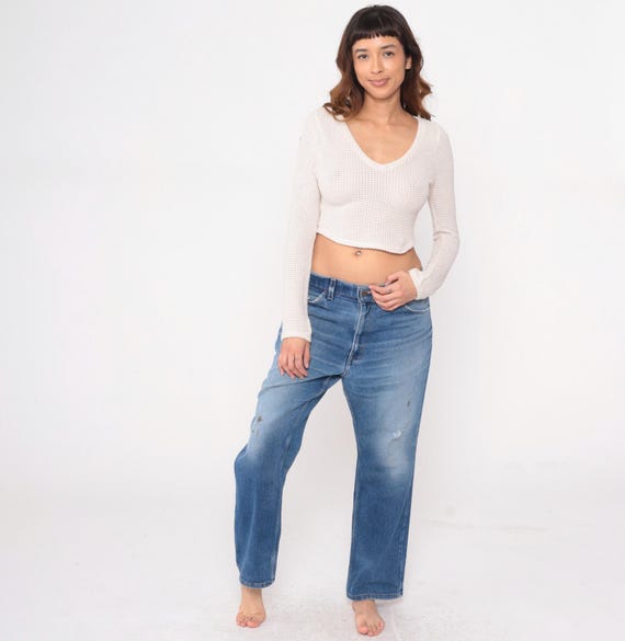 Distressed Levis 80s Jeans Straight Leg Medium Wash Blue Denim Vintage Workwear Faded Grunge Alt Alternative Plus Size Extra Extra Large XXL