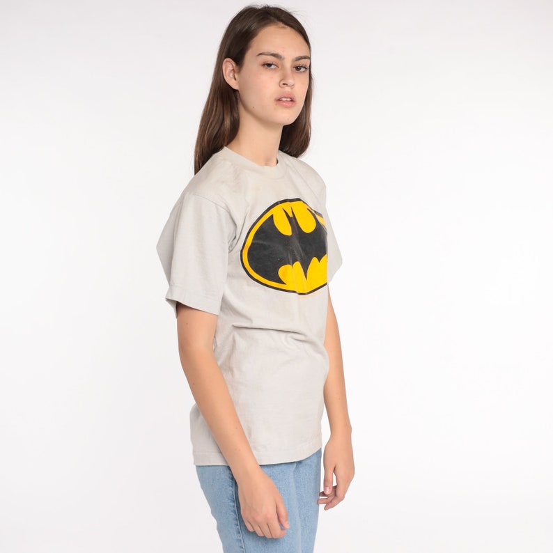 Vintage Batman Logo Shirt 80s DC Comics Superhero T Shirt Single Stitch Shirt Graphic Tshirt Cartoon Top Retro Tee 1980s T Shirt Small image 5