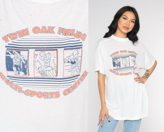 90s Sports T-Shirt 1994 Baseball Tournament Champions Shirt Basketball Volleyball Graphic Tee Twin Oak Fields White Vintage 1990s Mens Large