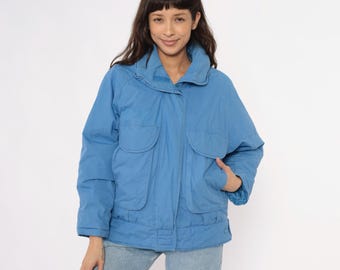 BETTY’S BLUE 平成レトロ y2k ポンチョ風 ボアコート 98 Vintage Blue Puffer Jacket 80s Retro Puffy Ski Coat Warm Jacket