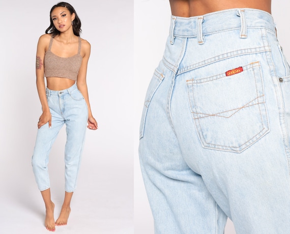 Jeans Mom des annees 90 Jean fusele Bonjour Jeans taille haute Jeans taille haute des annees 80 Vintage bleu clair retro Vtg Denim Extra Small xs 25 Etsy France