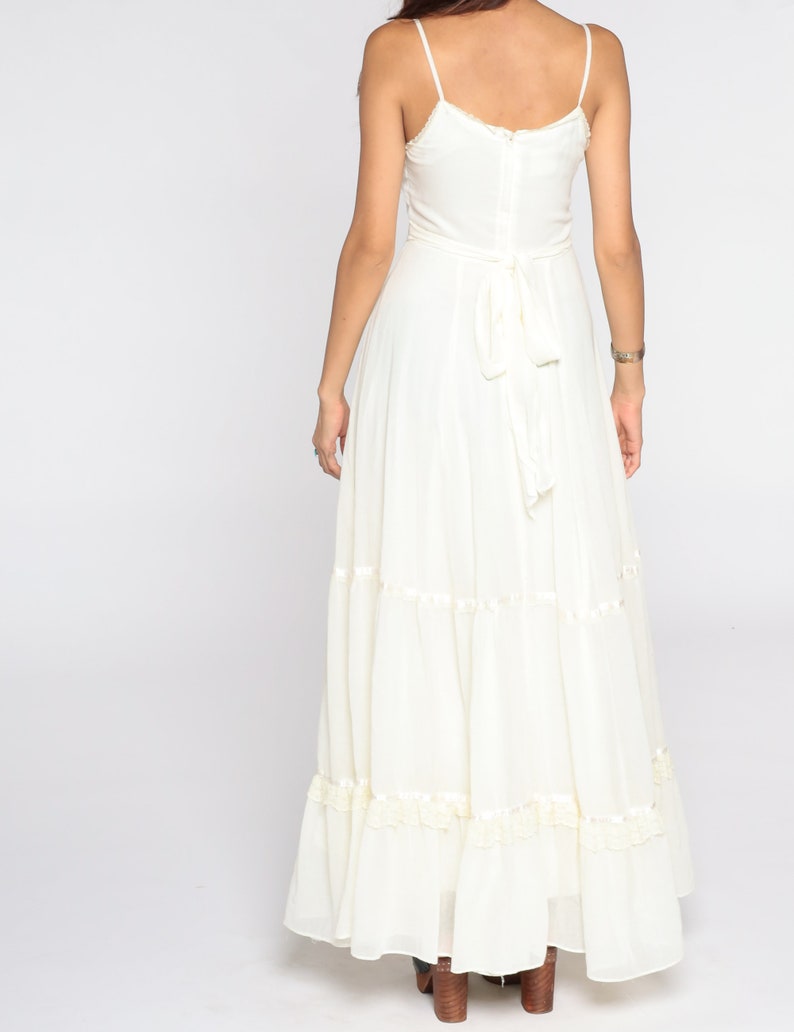 Gunne Sax Dress 70s Maxi Prairie Cream Bohemian Summer Boho Sundress ...