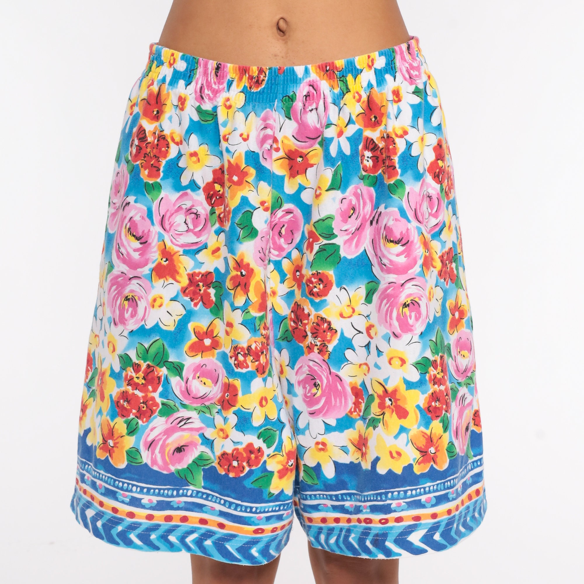 Floral Shorts 90s Baggy Shorts Cotton Summer Wide Leg Surfer - Etsy