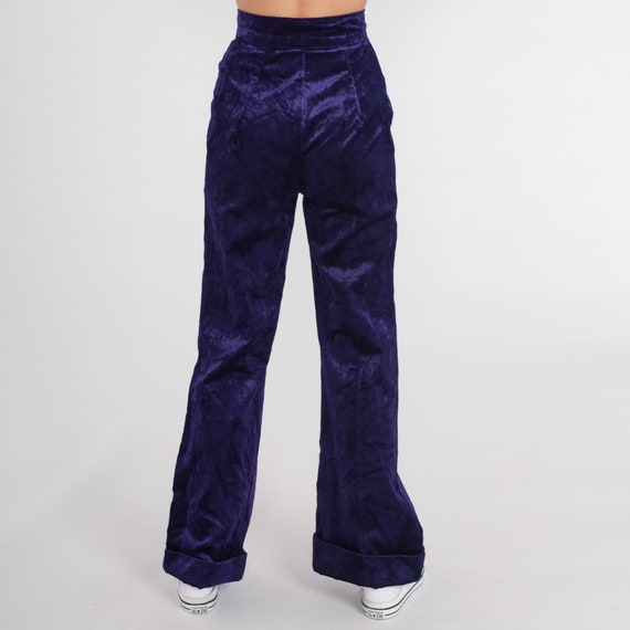 Purple Velvet Pants 70s Bellbottoms Flared Leg Tr… - image 5