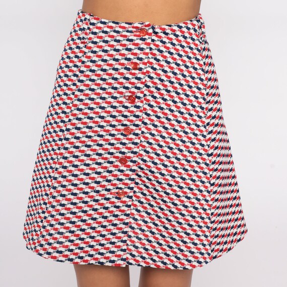 Plaid Mini Skirt 60s 70s Mod Red White Blue High … - image 7