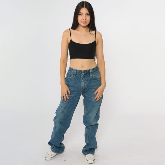 Vintage Carhartt Jeans 36 x 32 Workwear Jeans High Rise Baggy Boyfriend Jeans Denim Pants Retro Relaxed Straight Leg 00s Men's Large 36