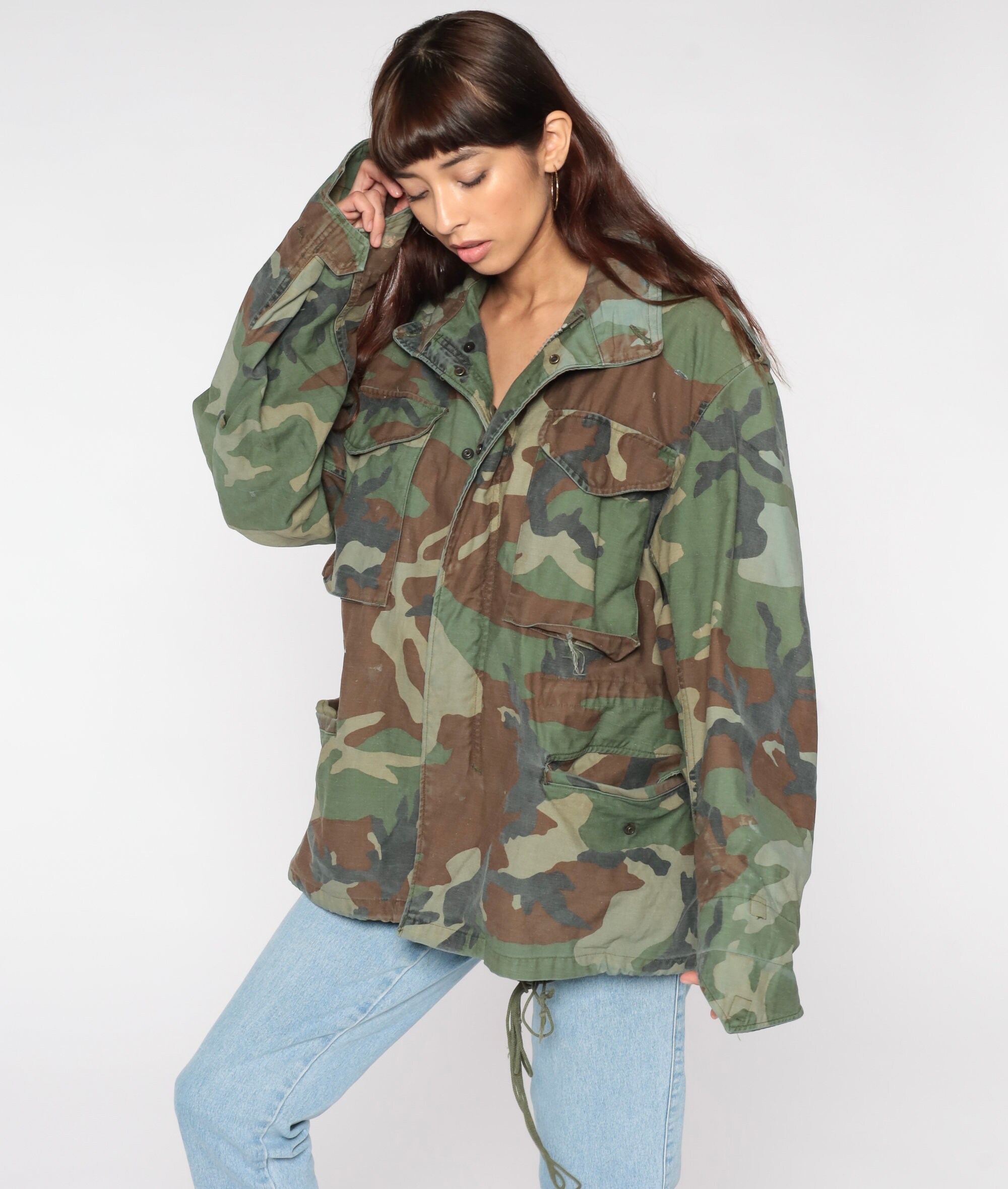 Camouflage Army Jacket CAMO Military Jacket Distressed Olive - Etsy