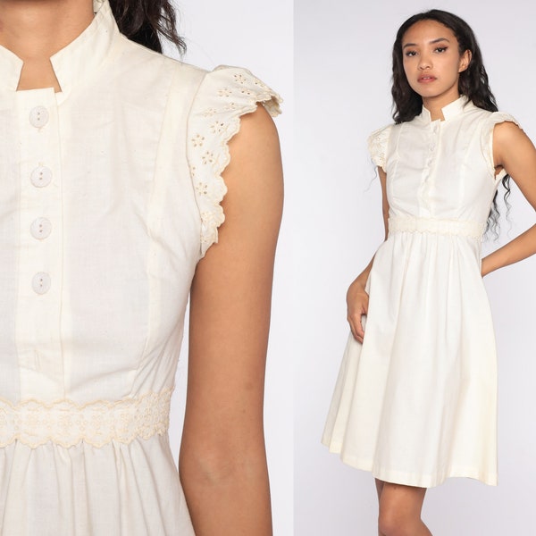 White Eyelet Puff Sleeve Dress - Etsy