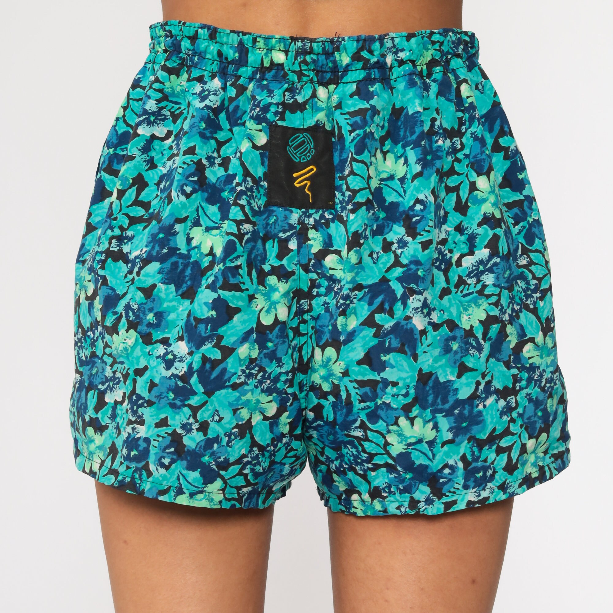 Floral Shorts 90s Beach Shorts Tropical Blue Summer Surfer High Waisted ...