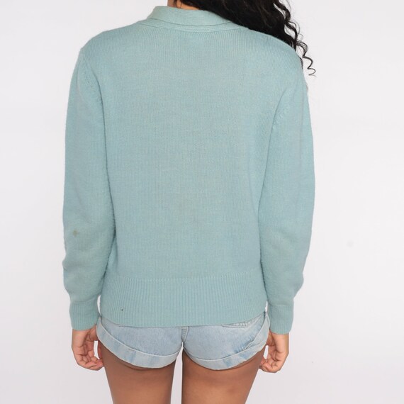 80s Ascot Sweater Muted Seafoam Blue Sweater Boho… - image 7