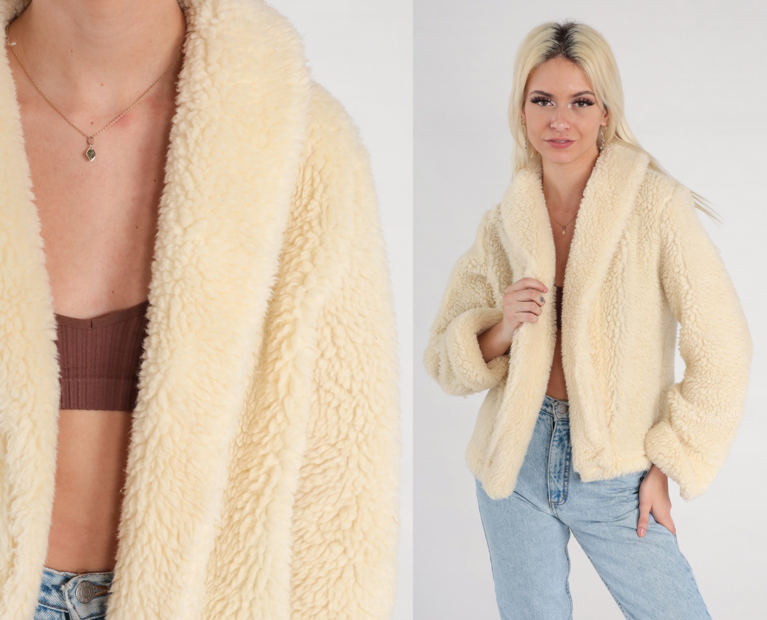 Cream Faux Fur Coat - Etsy