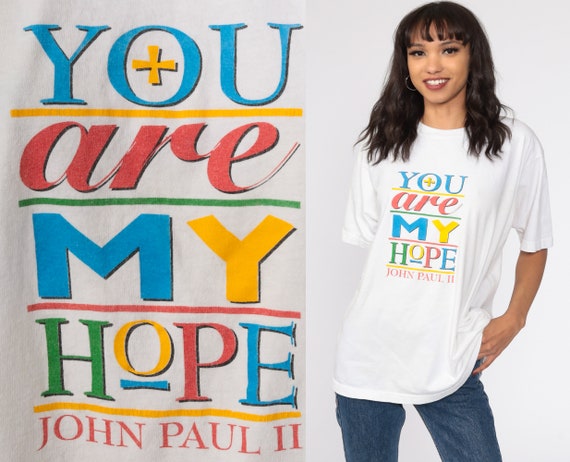 Pope John Paul II Shirt 90s Vintage Hope Shirt Ca… - image 1