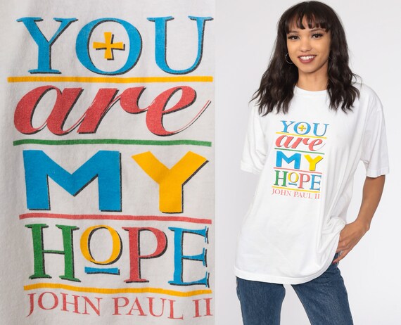 Pope John Paul II Shirt 90s Vintage Hope Shirt Cat