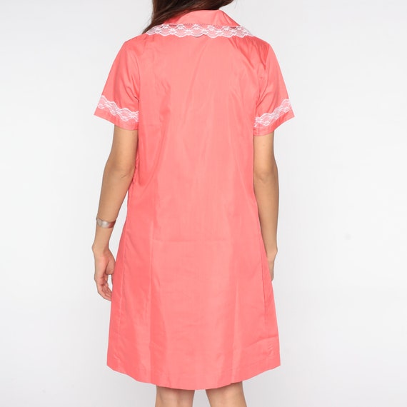 60s House Dress PINK Lace Day Dress Loungewear Bo… - image 6