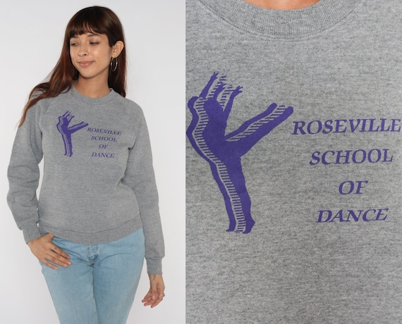 Dance Sweatshirt 90s Roseville School of Dance Shirt Come Dance With us Dancer Graphic Minnesota Raglan Sleeve Grey Vintage 1990s Small S