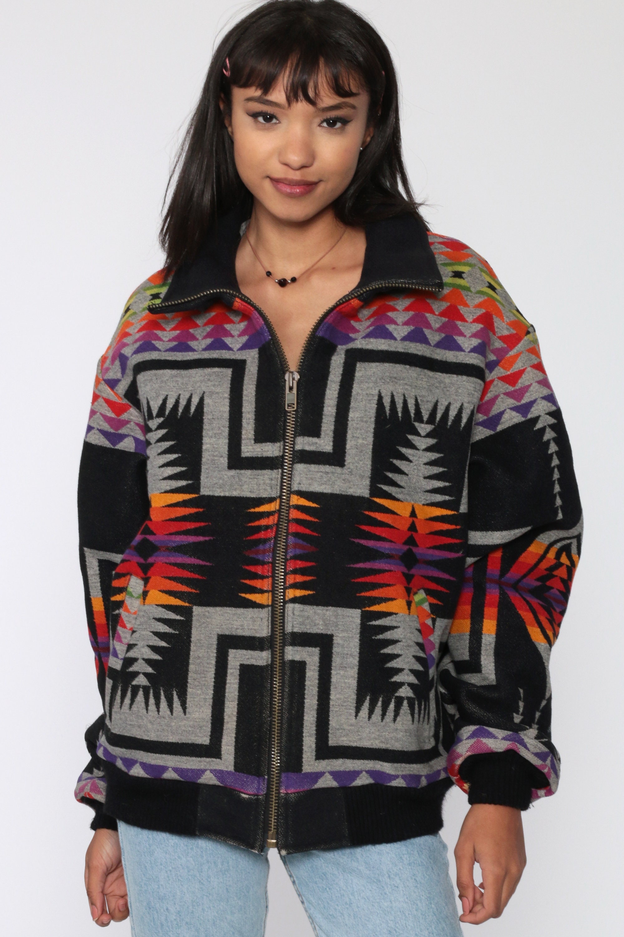 WOOL Blanket Coat PENDLETON Jacket Southwest Jacket Aztec Print Boho
