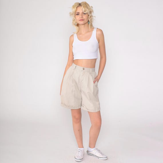 Eddie Bauer Shorts 90s Khaki Mom Shorts Pleated Cotton Safari