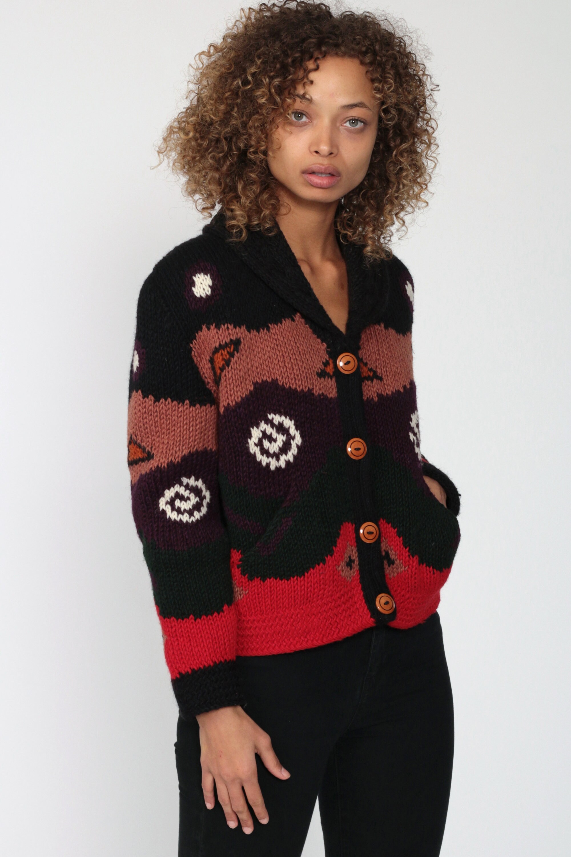 multi coloured knitted jumper mens