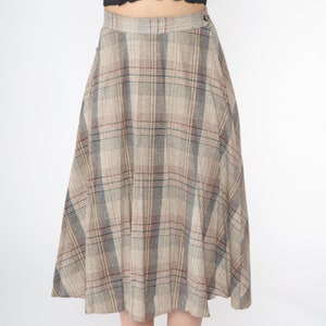 Karierter Rock Wollrock 80er Midi Rock Beige Rot Blau Retro Adrett Sekretärin Plissee Kariert High Waisted Tartan Vintage 1980er Jahre Kleine