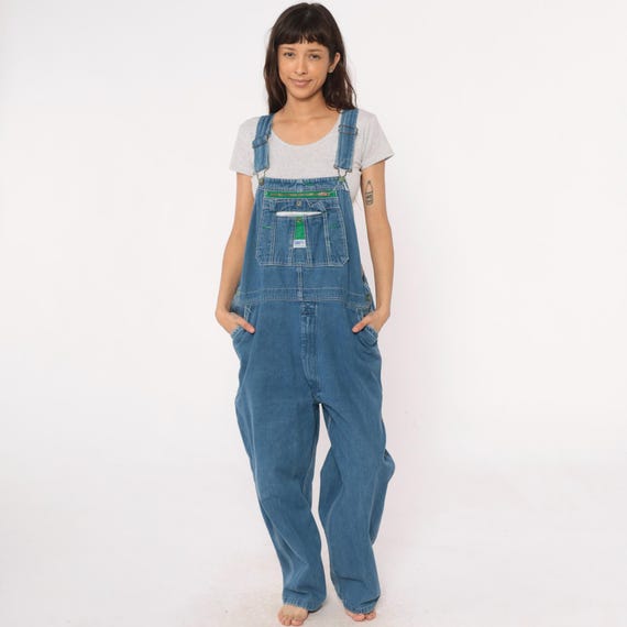 90s Denim Overalls Liberty Blue Cotton Workwear Carpenter Dungarees Grunge Pockets Vintage Unisex Streetwear Everyday Americana Large L