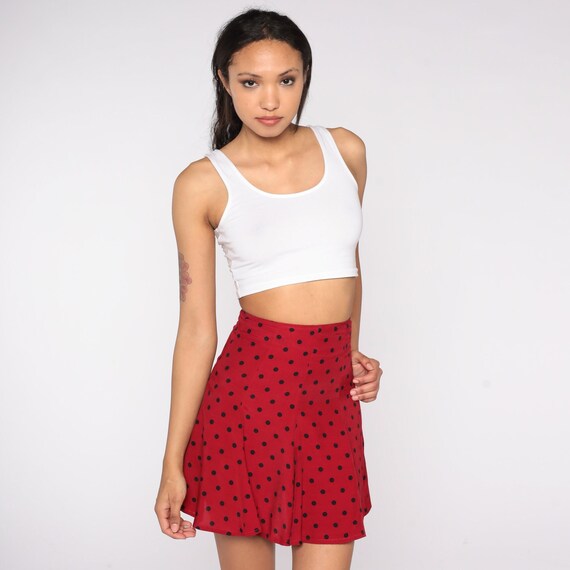 Red polka dot skirt 90s sales