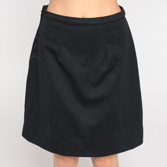 Black Mini Skirt 70s High Waisted Mod Skirt Basic… - image 7