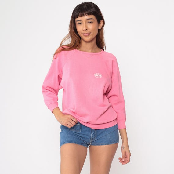 Baby Pink Crewneck Sweatshirt 80s Sasson Bubblegum Pastel Raglan Sleeve Athletic Lounge Wear Vintage Aerobic Workout Soft Girl Medium M