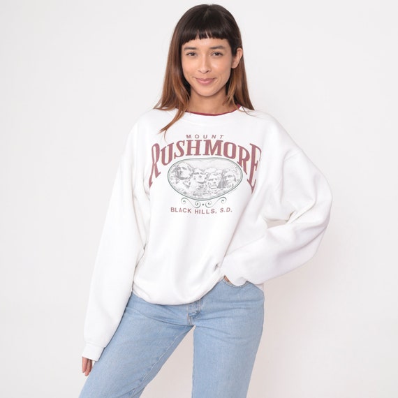 Mount Rushmore Sweatshirt 90s Black Hills South Dakota USA National Monument Graphic Shirt Travel White Vintage 1990s Extra Large xl